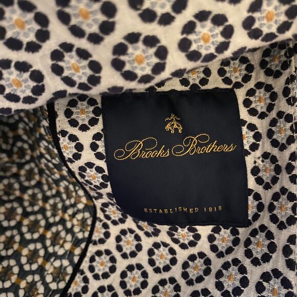 Brooks Brothers Petite Floral Jacquard Cropped Jacket Blazer Blue White SZ 4 - Picture 12 of 12